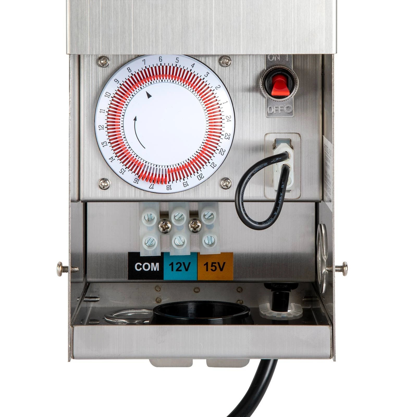 DiodeDrive® 75W Low Voltage Stainless Steel Transformer with Timer - 12V/15V Multi-Tap Output for LED Landscape Lighting 4 DiodeDrive® 75W Low Voltage Stainless Steel Transformer with Timer - 12V/15V Multi-Tap Output for LED Landscape Lighting - Image 4