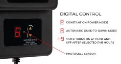 120W Low-Voltage Landscape Lighting Transformer with Photocell & Timer - DiodeDrive® Series - 12VAC -Nebo Sales Store lvt operational features 1