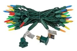 25ft Mini Multicolor LED Christmas String Lights - 50 Faceted M5 Bulbs, Green Wire, Multi-Color (Red, Green, Blue, Yellow, Orange) 6 25ft Mini Multicolor LED Christmas String Lights - 50 Faceted M5 Bulbs, Green Wire, Multi-Color (Red, Green, Blue, Yellow, Orange) -Nebo Sales Store m5 50lt m full string