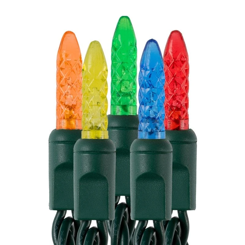 25ft Mini Multicolor LED Christmas String Lights - 50 Faceted M5 Bulbs, Green Wire, Multi-Color (Red, Green, Blue, Yellow, Orange) 1 25ft Mini Multicolor LED Christmas String Lights - 50 Faceted M5 Bulbs, Green Wire, Multi-Color (Red, Green, Blue, Yellow, Orange)