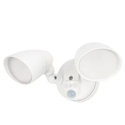 20W LED Motion Sensor Security Light - 1800 Lumens, Adjustable 2-Head, 4000K Natural White, White Finish