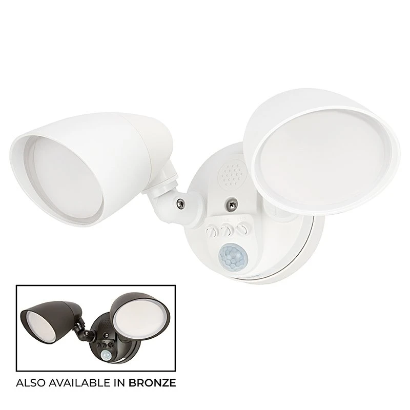 20W LED Motion Sensor Security Light - 1800 Lumens, Adjustable 2-Head, 4000K Natural White, White Finish 2 20W LED Motion Sensor Security Light - 1800 Lumens, Adjustable 2-Head, 4000K Natural White, White Finish - Image 2