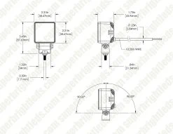 2.5” Square Mini LED Pod Light - Flood Beam, Amber Accent, 1,850 Lumens, 6500K - Single or 2-Pack for Emergency & Service Vehicles -Nebo Sales Store mpl aw20w fl dim drawings 1