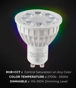 GU10 MiBoxer RGB+Tunable White Smart LED Bulb - Hubless, 4W, 35W Equivalent, 280 Lumens, RF Remote Optional 15 GU10 MiBoxer RGB+Tunable White Smart LED Bulb - Hubless, 4W, 35W Equivalent, 280 Lumens, RF Remote Optional -Nebo Sales Store mr16 details fut103