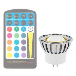 Color-Changing MR16 LED Bulb - 20W Equivalent - 12V AC/DC - RGB Spotlight Bulb - 3 Watt RGB - Remote Sold Separately