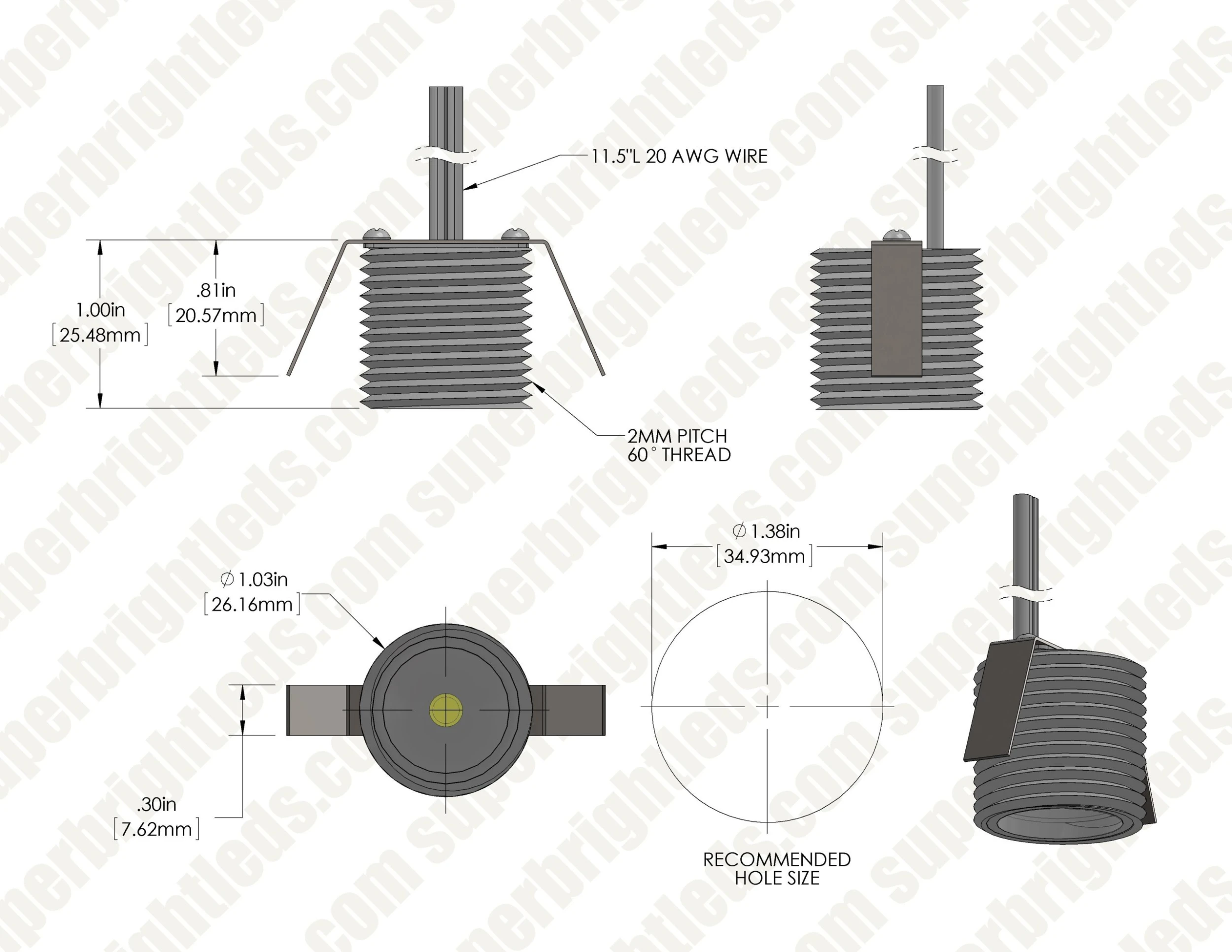 1W Round Mini Recessed LED Deck Light - Metal Trim, Glare Guard, 4000K Cool White, Single Pack 7 1W Round Mini Recessed LED Deck Light - Metal Trim, Glare Guard, 4000K Cool White, Single Pack - Image 7