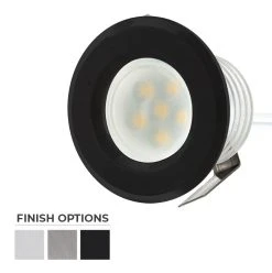 6-Pack 0.25W Mini Round Recessed LED Lights - Black Plastic Trim, 4500K Natural White - LED Deck & Step Lighting