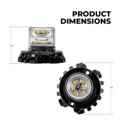 LED Hideaway Strobe Light - Multi-Color Emergency Vehicle Warning Light - Surface Mount - Red/Amber/Blue/White - Single Unit 10 LED Hideaway Strobe Light - Multi-Color Emergency Vehicle Warning Light - Surface Mount - Red/Amber/Blue/White - Single Unit -Nebo Sales Store mstrb2 360 q product dims