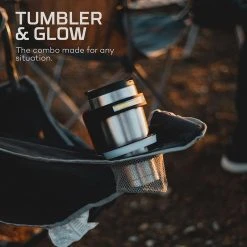 NEBO GLOW - Dimmable LED Light & Tumbler Handle, 220 Lumens - Portable Flashlight for Camping, Hiking & Emergencies -Nebo Sales Store neb6668glow tumblerwebinfographicstumbler glow3