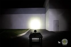 7" Long Range LED Spot Light Pod - 110W, 8500 Lumens, Ultra Narrow Beam for Off-Road & Emergency Vehicles -Nebo Sales Store or 110w sr7 beam against garage