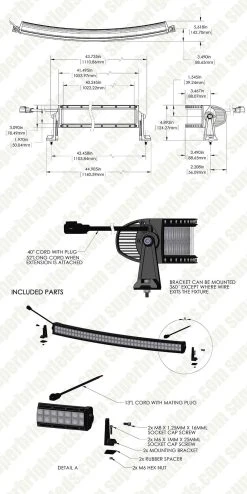 40" Curved Off-Road LED Light Bar - 240W, 19,200 Lumens, Double Row - Heavy-Duty Vehicle Lighting 37 40" Curved Off-Road LED Light Bar - 240W, 19,200 Lumens, Double Row - Heavy-Duty Vehicle Lighting -Nebo Sales Store orbc40 240wd sp assembly for site