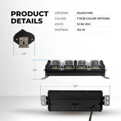 10" RGB Backlit LED Light Bar - 6,200 Lumens, Adjustable Flood/Spot & Driving Beam for Off-Road Vehicles -Nebo Sales Store orbd10 124wvb rgb angles