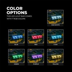 10" RGB Backlit LED Light Bar - 6,200 Lumens, Adjustable Flood/Spot & Driving Beam for Off-Road Vehicles -Nebo Sales Store orbd10 124wvb rgb colors