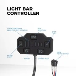 10" RGB Backlit LED Light Bar - 6,200 Lumens, Adjustable Flood/Spot & Driving Beam for Off-Road Vehicles -Nebo Sales Store orbd10 124wvb rgblightbarcontroller