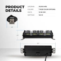 10" RGB Backlit LED Light Bar - 6,200 Lumens, Adjustable Flood/Spot & Driving Beam for Off-Road Vehicles -Nebo Sales Store orbd10 124wvb rgbproductdetails