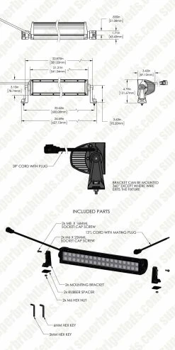 20" Super Series Off-Road LED Light Bar - 60W, 7,600 Lumens - Durable Vehicle Lighting for Trucks, SUVs, ATVs 27 20" Super Series Off-Road LED Light Bar - 60W, 7,600 Lumens - Durable Vehicle Lighting for Trucks, SUVs, ATVs -Nebo Sales Store orbs20 60wd cb dimsdrawings