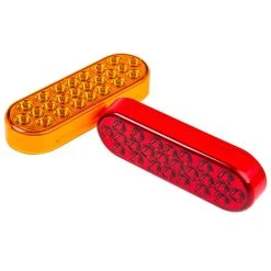 6" Oval LED Truck and Trailer Lights - Stop/Turn/Tail Lights with 3-Pin Connector - Flush Mount - 24 LEDs