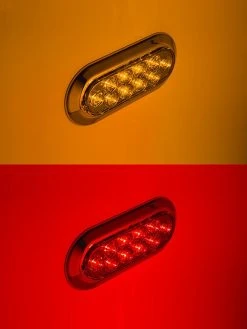 6” Oval LED Truck/Trailer Lights with Chrome Bezel - Surface Mount for Tail, Brake, Turn & Reverse Signals -Nebo Sales Store oval led truck trailer light built in flange on