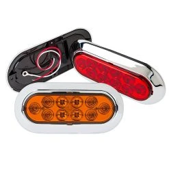 6” Oval LED Truck/Trailer Lights with Chrome Bezel - Surface Mount for Tail, Brake, Turn & Reverse Signals