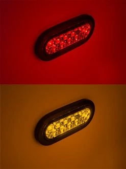 6" Oval LED Truck & Trailer Lights - Red Stop/Turn/Tail Lights - Flush Mount - 17 LEDs - Clear Lens -Nebo Sales Store oval led truck trailer light clear lens 6inch brake turn tail on