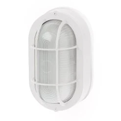 Integrated LED Bulkhead Light - 780 Lumens, 3000K/4000K, White Indoor/Outdoor Wall Sconce