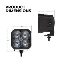 3” LED Pod Lights - 20W Square Off-Road Lights - 2,000 Lumens - Waterproof & Durable for Trucks, ATVs, SUVs -Nebo Sales Store pl 20w dl product dims