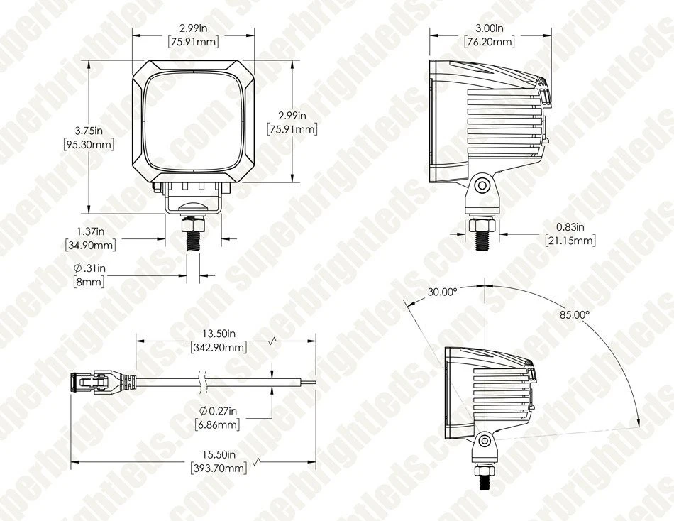 3" 40W Square LED Light Pod - 4,000 Lumens, 60-Degree Flood Beam for Off-Road & Emergency Vehicles 5 3" 40W Square LED Light Pod - 4,000 Lumens, 60-Degree Flood Beam for Off-Road & Emergency Vehicles - Image 5