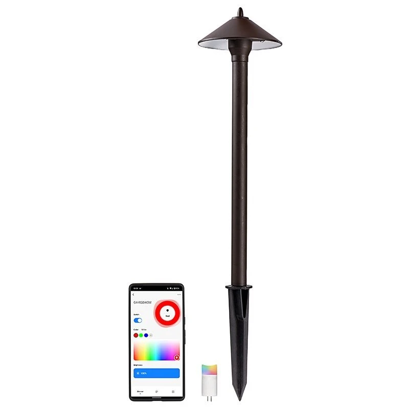 Smart Landscape LED Cone Shade Path Light with G4 RGBW Bulb - Alexa & Google Assistant Compatible 2 Smart Landscape LED Cone Shade Path Light with G4 RGBW Bulb - Alexa & Google Assistant Compatible - Image 2