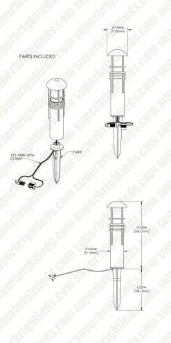 1W Warm White Mini Bollard LED Path Lights - Durable Landscape Lighting -Nebo Sales Store plmb ww1bk dim drawing