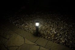 6 Mini Bollard Path Lights & 2 Spotlights LED Landscape Lighting Kit with Low Voltage Transformer - Warm White -Nebo Sales Store plmb ww1bk illuminating pathway and rocks