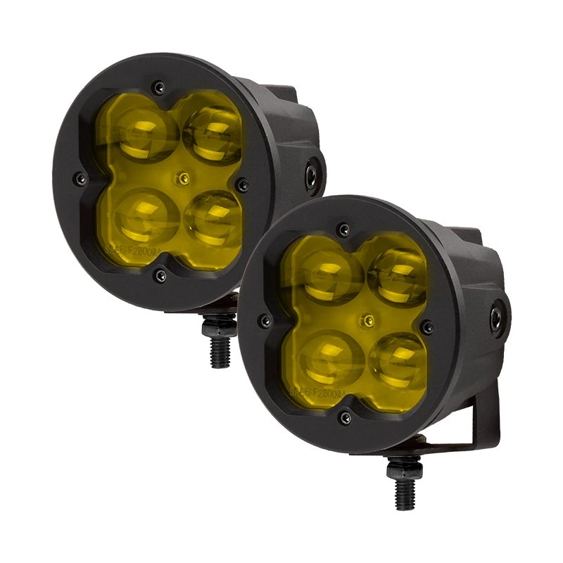 3" LED Pod Lights - 20W Round Off-Road Lights with Yellow Lens, 2,000 Lumens, Fog Lights, 2-Pack 2 3" LED Pod Lights - 20W Round Off-Road Lights with Yellow Lens, 2,000 Lumens, Fog Lights, 2-Pack - Image 2
