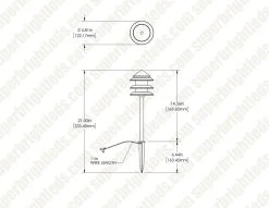 Triple Tier Pagoda Style Landscape LED Path Lights - 1 Watt Warm White - Durable Outdoor Lighting -Nebo Sales Store pltt ww1bk dim drawing