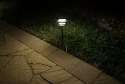 Triple Tier Pagoda Style Landscape LED Path Lights - 1 Watt Warm White - Durable Outdoor Lighting -Nebo Sales Store pltt ww1bk outside illuminated grass path 2