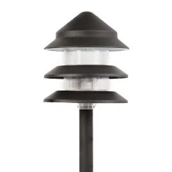 Triple Tier Pagoda Style Landscape LED Path Lights - 1 Watt Warm White - Durable Outdoor Lighting
