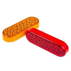 6" Oval LED Strobe Light for Trucks & Trailers - 24 LEDs, Red, 12V/24V - High Visibility Signal Lighting