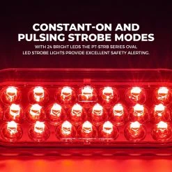 6" Oval LED Strobe Light for Trucks & Trailers - 24 LEDs, Red, 12V/24V - High Visibility Signal Lighting -Nebo Sales Store pt strb x24artboard2