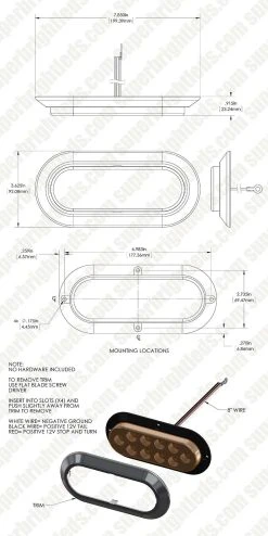 6” Oval LED Truck/Trailer Lights with Chrome Bezel - Surface Mount for Tail, Brake, Turn & Reverse Signals -Nebo Sales Store ptsm x10 assembly digimark