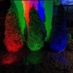 5W Blue LED Landscape Spotlight with Mounting Spike - 25W Equivalent - 250 Lumens - Black Housing -Nebo Sales Store rgb led glux garden landscape light building glow