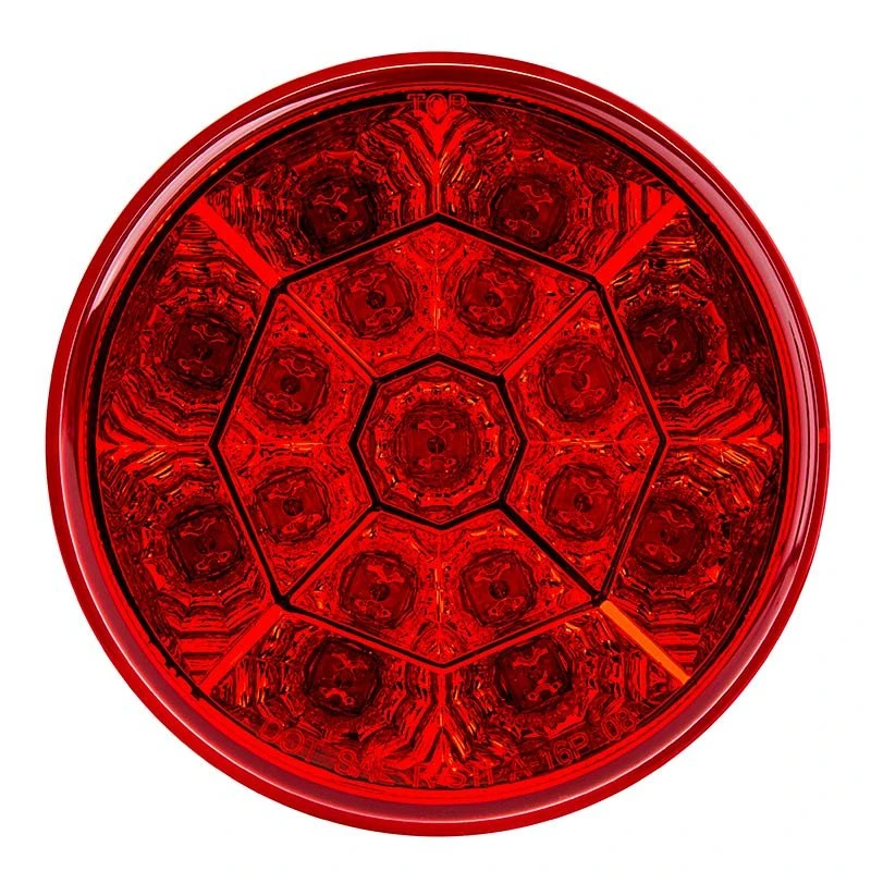 4" Round LED Truck & Trailer Lights - Red Stop/Turn/Tail Lights with Clear Lens & 3-Pin Connector - 17 LEDs - Flush Mount 3 4" Round LED Truck & Trailer Lights - Red Stop/Turn/Tail Lights with Clear Lens & 3-Pin Connector - 17 LEDs - Flush Mount - Image 3