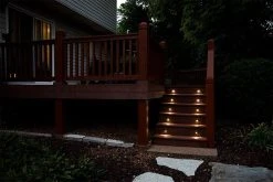 Bronze Recessed LED Step Light - 6500K Single Bulb Deck Light for Outdoor Use -Nebo Sales Store rsl xk1 b close up intalled on deck steps full view 1