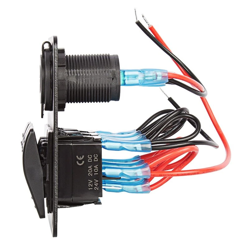 3-Position Waterproof LED Rocker Switch Panel with Voltmeter & Dual USB Ports - 12V DC 20A - RSP2-3 3 3-Position Waterproof LED Rocker Switch Panel with Voltmeter & Dual USB Ports - 12V DC 20A - RSP2-3 - Image 3