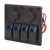 4-Position Waterproof LED Rocker Switch Panel with 12V Socket & Dual USB Ports - 12VDC 24A - RSP2-4