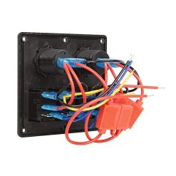 4-Position Waterproof LED Rocker Switch Panel with 12V Socket & Dual USB Ports - 12VDC 24A - RSP2-4 -Nebo Sales Store rsp2 4 back