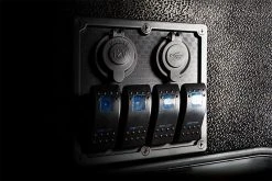 4-Position Waterproof LED Rocker Switch Panel with 12V Socket & Dual USB Ports - 12VDC 24A - RSP2-4 -Nebo Sales Store rsp2 4 installed in dash