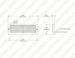 4W Low Voltage Brass LED Step Light - Thin Louvered Faceplate - 12V - 2700K/3000K Warm White - LED Landscape Lighting -Nebo Sales Store slrb 30k4 12v dim drawing