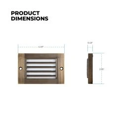 2W Low Voltage Brass LED Step Light - Thin Louvered Faceplate - 12V - 3000K Warm White - LED Landscape Lighting -Nebo Sales Store slrb xk2 12v dimensions