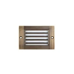 2W Low Voltage Brass LED Step Light - Thin Louvered Faceplate - 12V - 3000K Warm White - LED Landscape Lighting