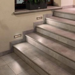 4W Low Voltage Brass LED Step Light - Thin Louvered Faceplate - 12V - 2700K/3000K Warm White - LED Landscape Lighting -Nebo Sales Store slrb xk4 12v app3