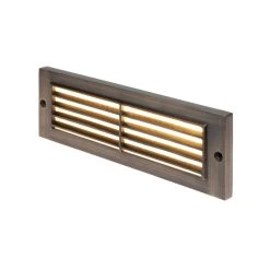 4W Low Voltage Brass LED Step Light - Thin Louvered Faceplate - 12V - 2700K/3000K Warm White - LED Landscape Lighting