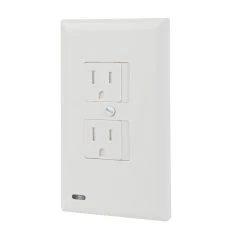 SnapPower SafeLight Duplex Outlet Cover Plate with Integrated LED Lighting - Automatic On/Off, White Finish, 4000K